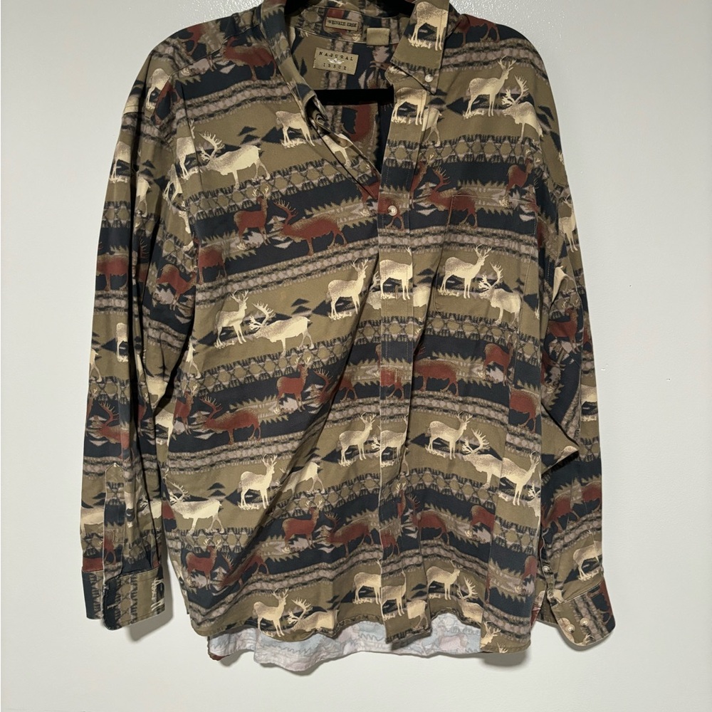 Vintage Natural Issue Lightweight Shirt Jacket with Southwestern Pattern